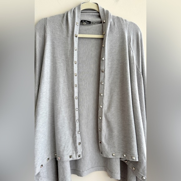 Vila Milano Grey Open Front Metallic Studded Cardigan, Grey, Size Small - Picture 4 of 16